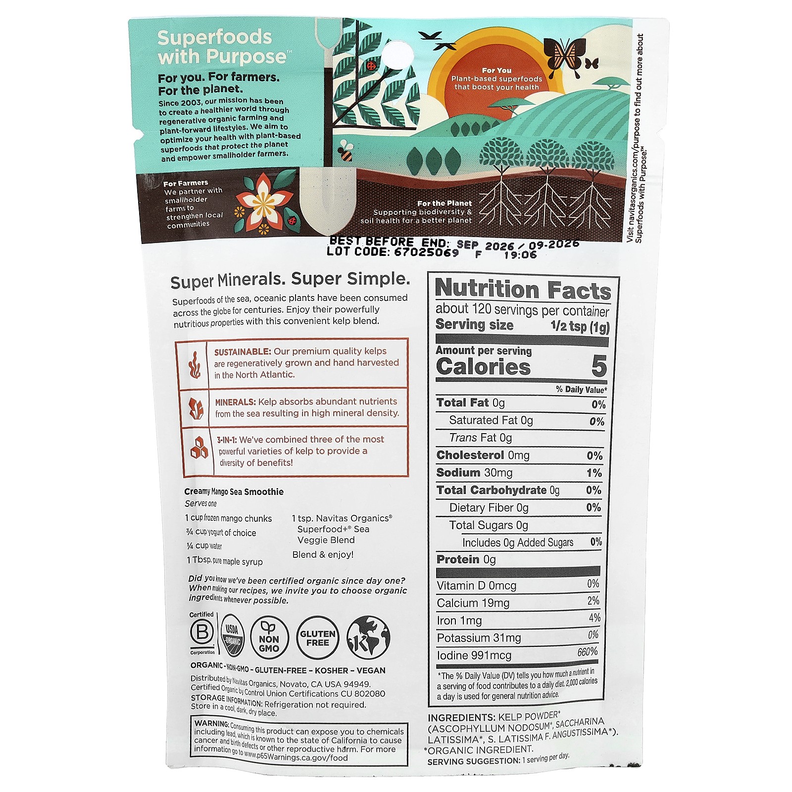 Marine Minerals, Organic Superfood+ Sea Veggie Blend, 4.2 oz (120 g)