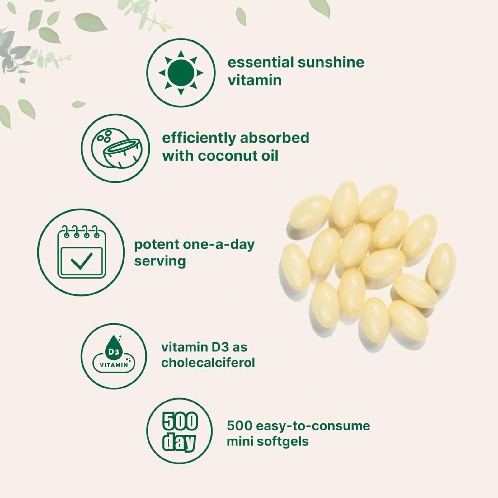 Micro Ingredients Vitamin D3 5000 IU 500 Softgels Coconut Oil Non-GMO Bone Immun