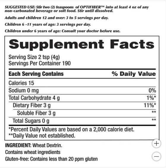 OptiFiber Powder 26.8 oz 190 Servings Compare to Benefiber