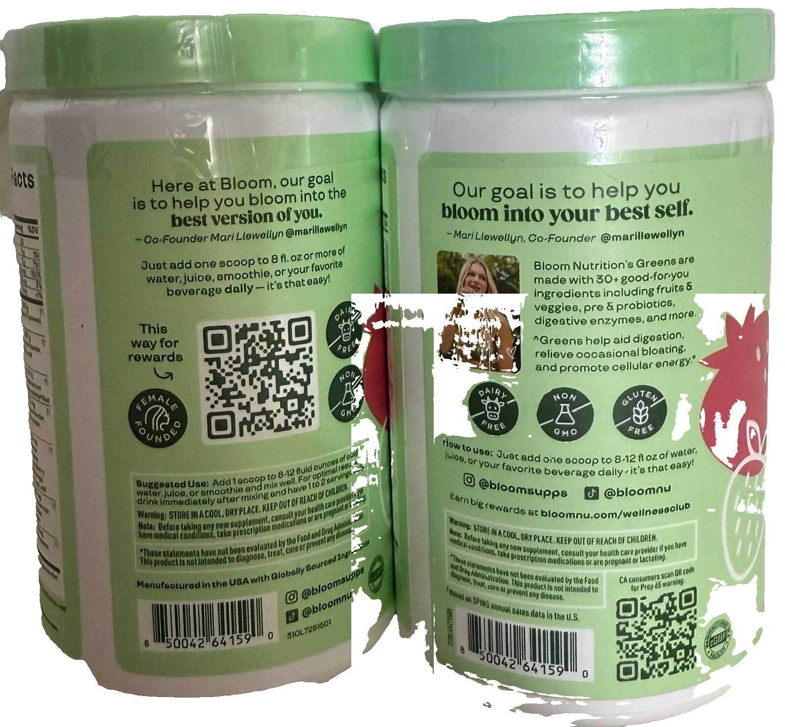 LOT OF 2 Bloom Greens & Superfoods Powder 25 Servings Strawberry Kiwi 5.33oz NEW