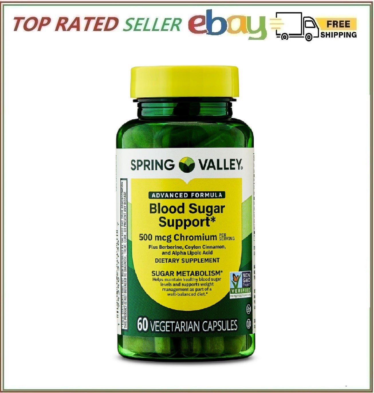 Spring Valley Advanced Blood Sugar Chromium 500 mcg, 60 Vegetarian Capsules