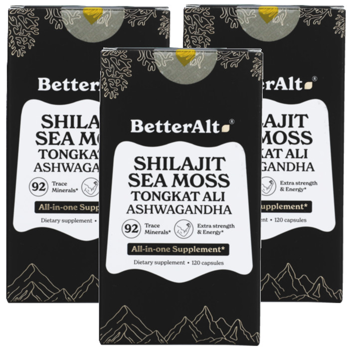 Better Alt Shilajit Sea Moss 120 Caps Each (Pack of 3)