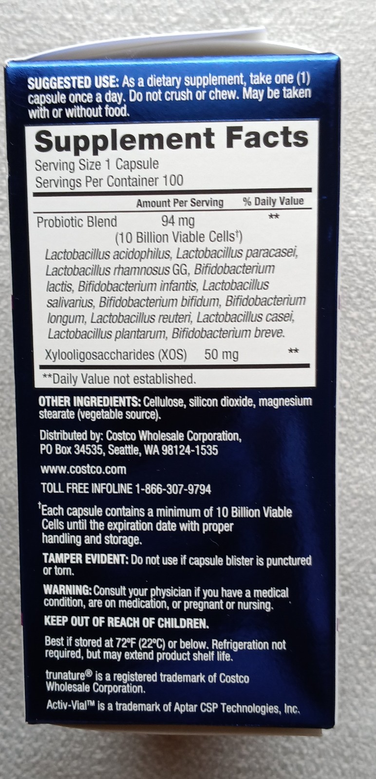 Trunature Advanced Digestive Probiotic (10 Billion cells) 100 Caps EXP SEPT 2027