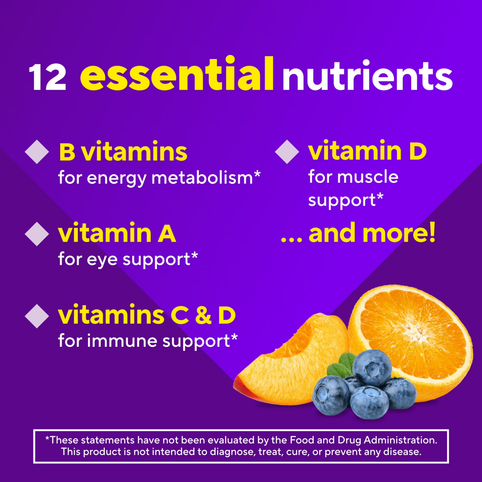 3 pk Vitafusion Multivitamins for Adults Berry, Peach and Orange Flavor 70 Count