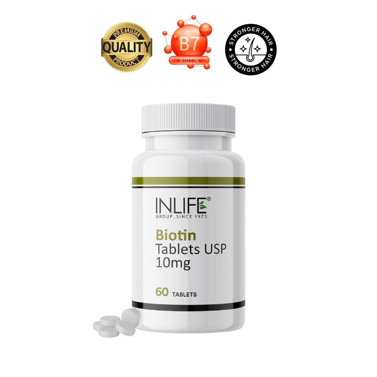 IN.LIFE Biotin 10000mcg Vitamin B7 Hair Skin 60 Tablets