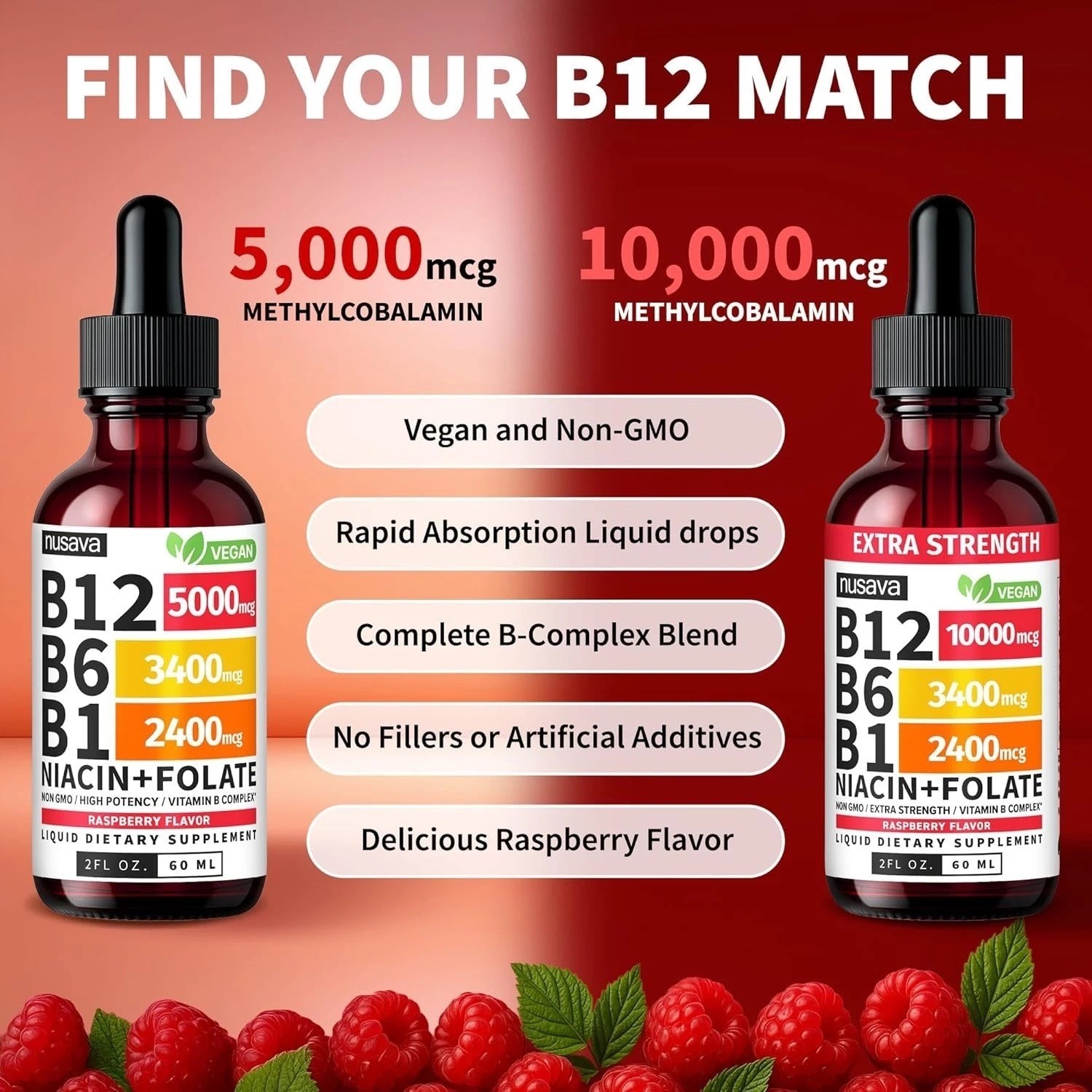 (2-Pack) Vitamin B12 and B6 Drops – Daily Vitamin B Complex Liquid Drops Formula