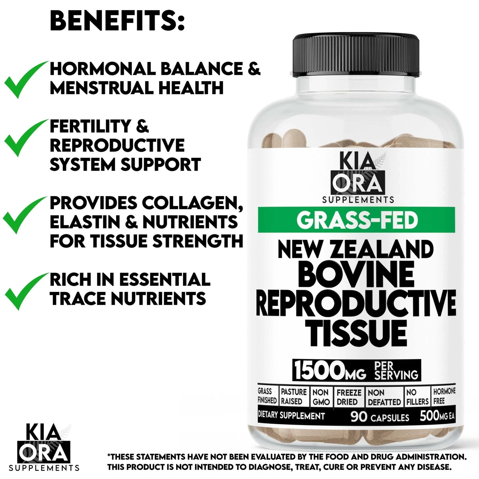 Grass-Fed Bovine 100 Pure Reproductive Tissue | Freeze-Dried Organ Support fo…