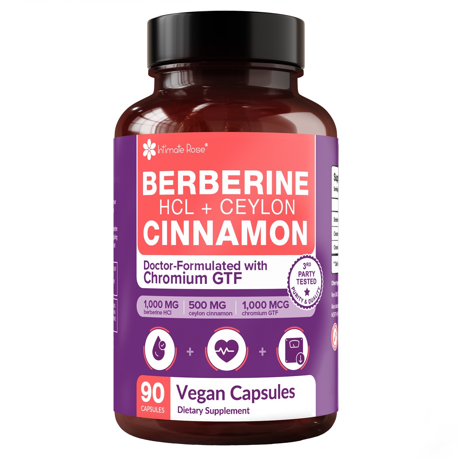 Berberine 1500mg Ceylon Cinnamon Chromium Supplement 90 Capsules Metabolism