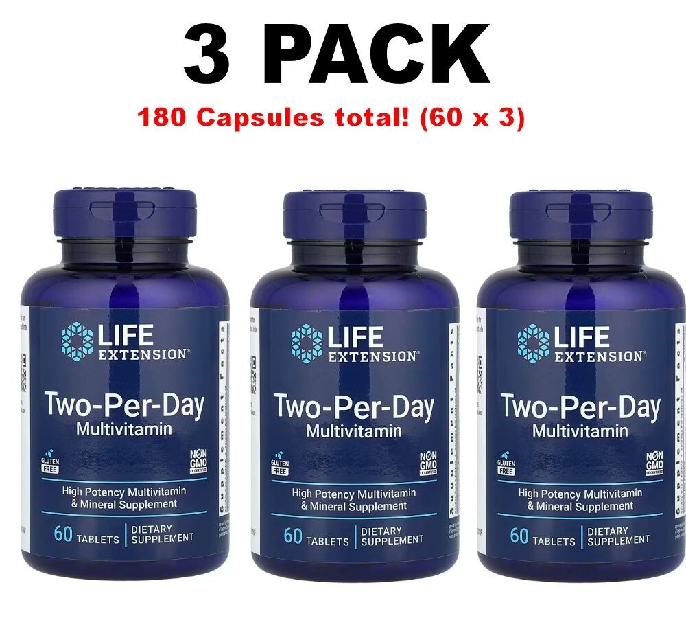 Life Extension, Two-Per-Day Multivitamin, 3 PACK, 180 Tablets total (60 each x3)