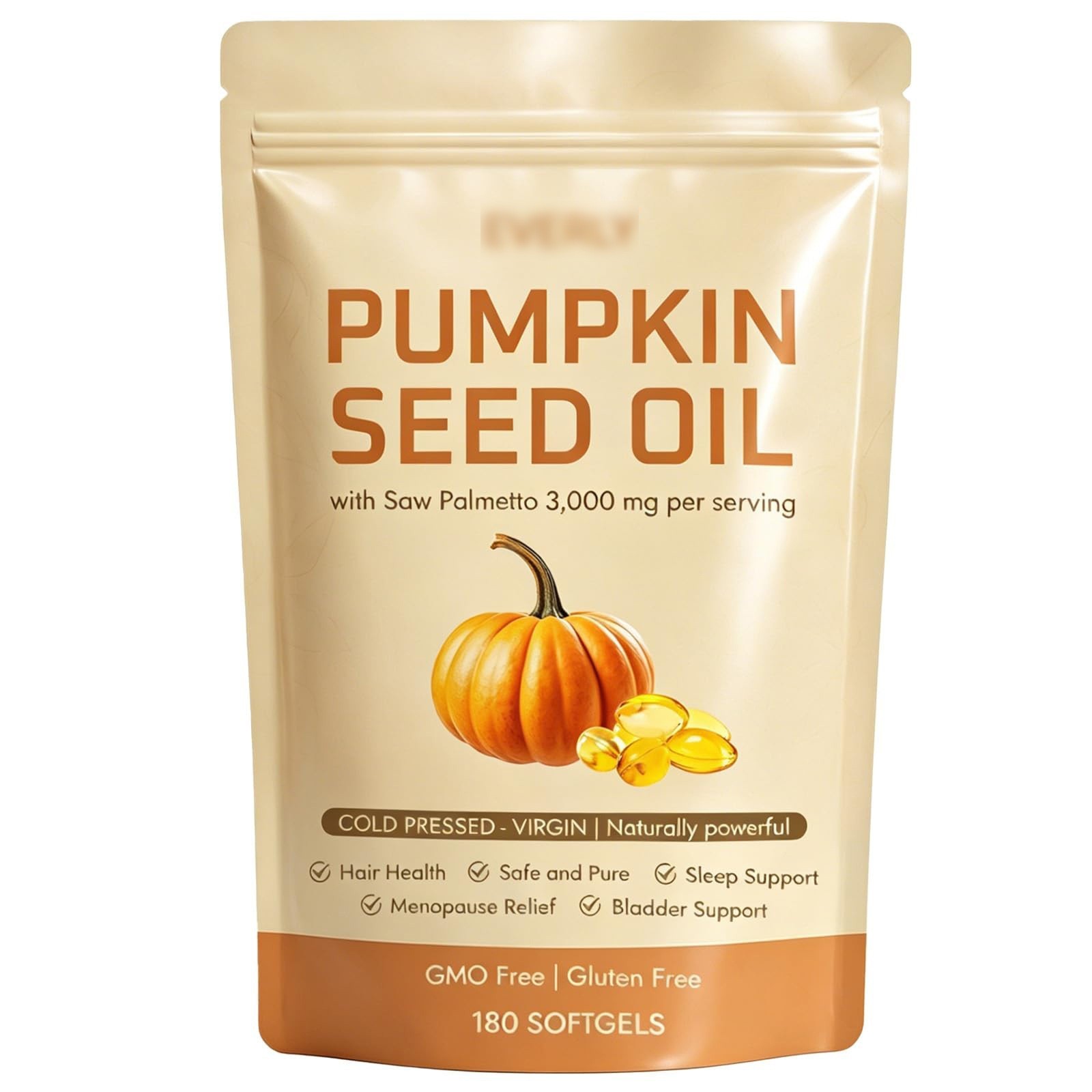 Pumpkin Seed Oil 3000mg Softgels | Cold Pressed Virgin | Saw Palmetto | 180Count