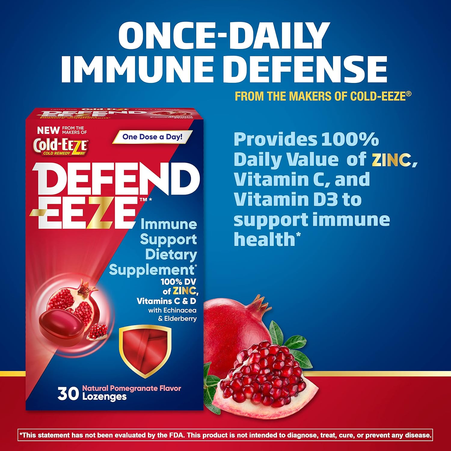 Defend-Eeze Immune Support Dietary Supplement Lozenges, 100% Daily Value of Zinc