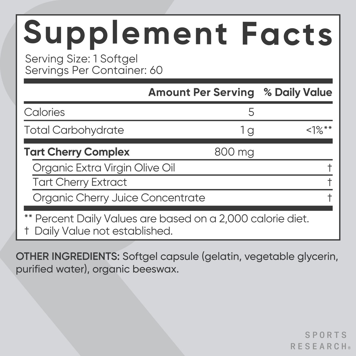 Tart Cherry Complex from Montmorency Cherries Non-GMO Gluten Free (60 Softgels)