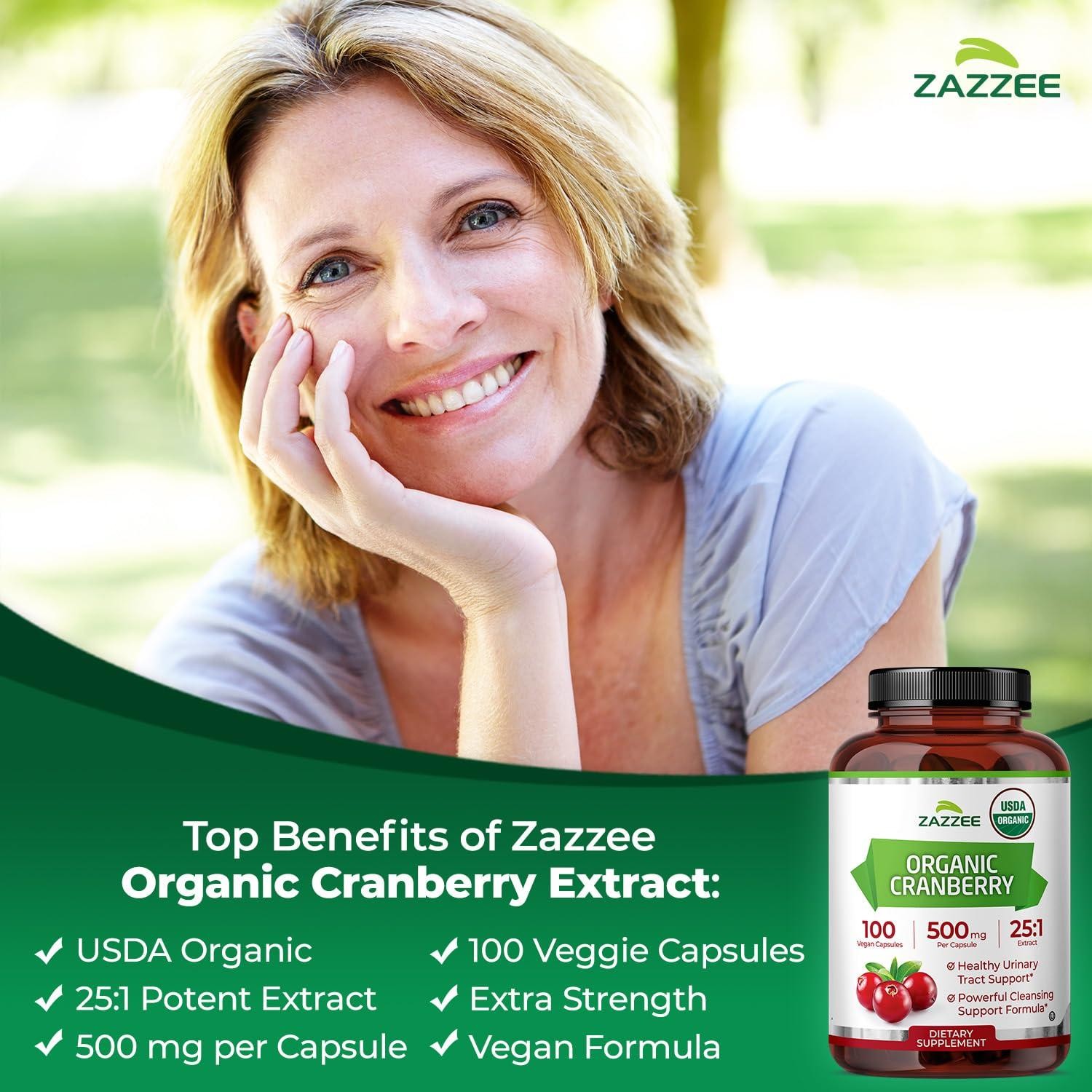 USDA Organic Cranberry 25:1 Extract, 500 mg per Capsule, 60 Vegan Capsules