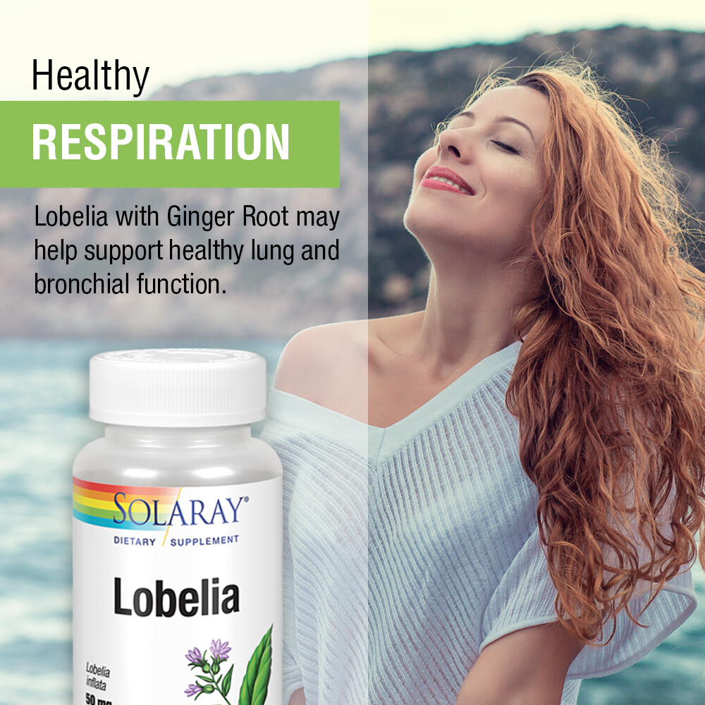 Solaray Lobelia Aerial 50mg | Non-GMO & Vegan | 100 VegCaps