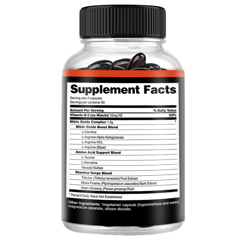 Nitric Oxide Booster Supplement – L-Arginine, L-Citrulline – 30/60 /120Capsules