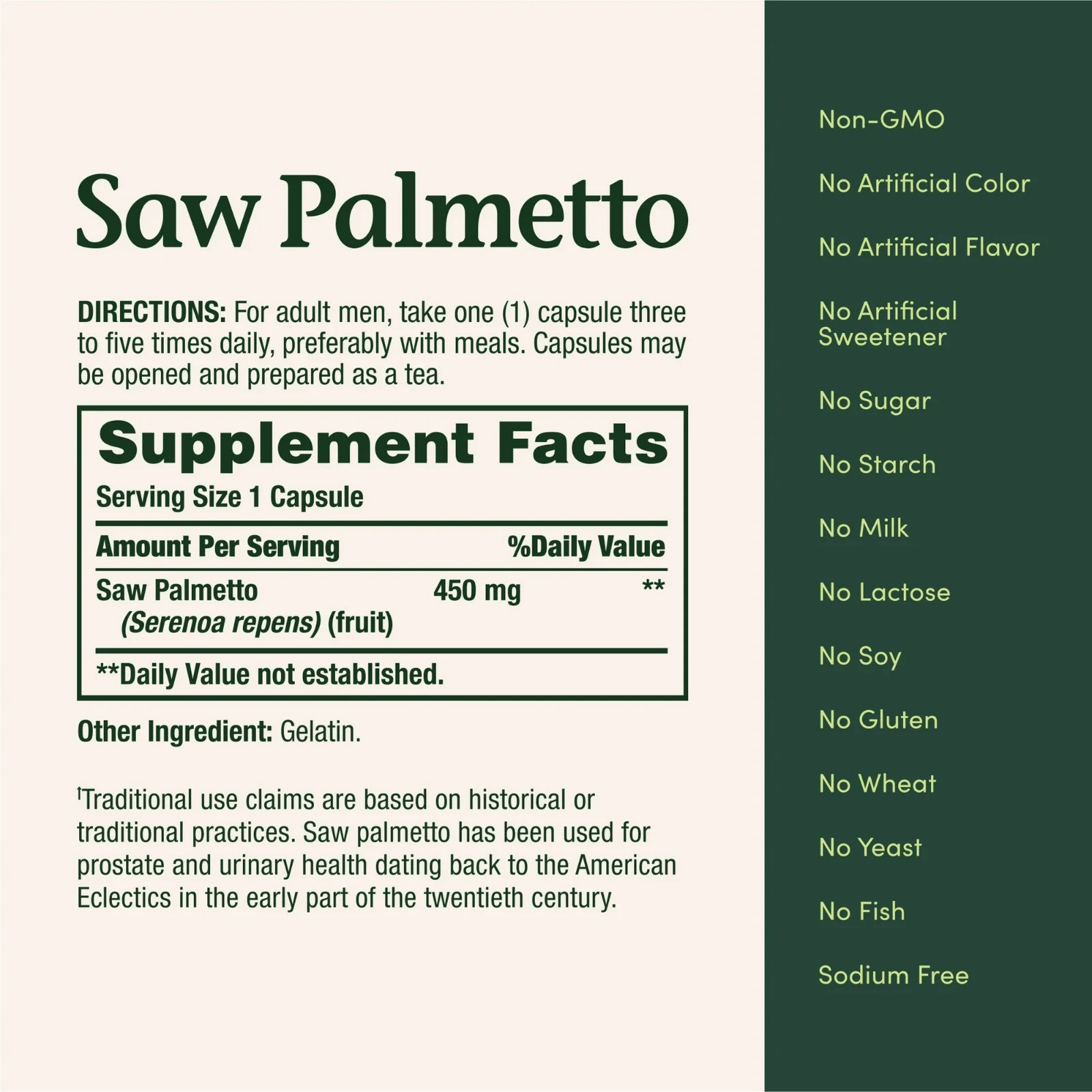 Nature’s Bounty Saw Palmetto 250 Count Herbal Supplement For Men’s Health, 450mg