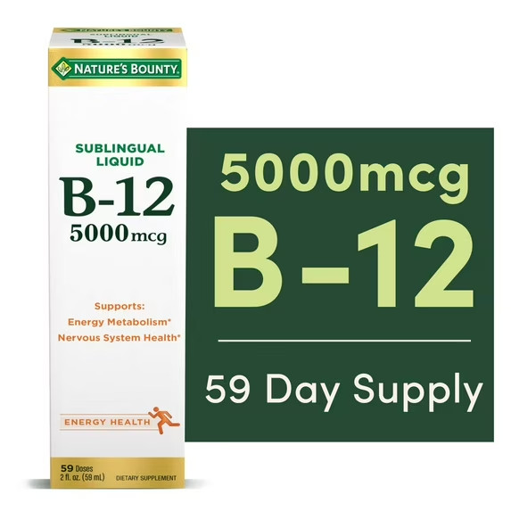 Nature’s Bounty Vitamin B12 5000 Mcg Sublingual Liquid, Cardiovascular 2 Fl oz