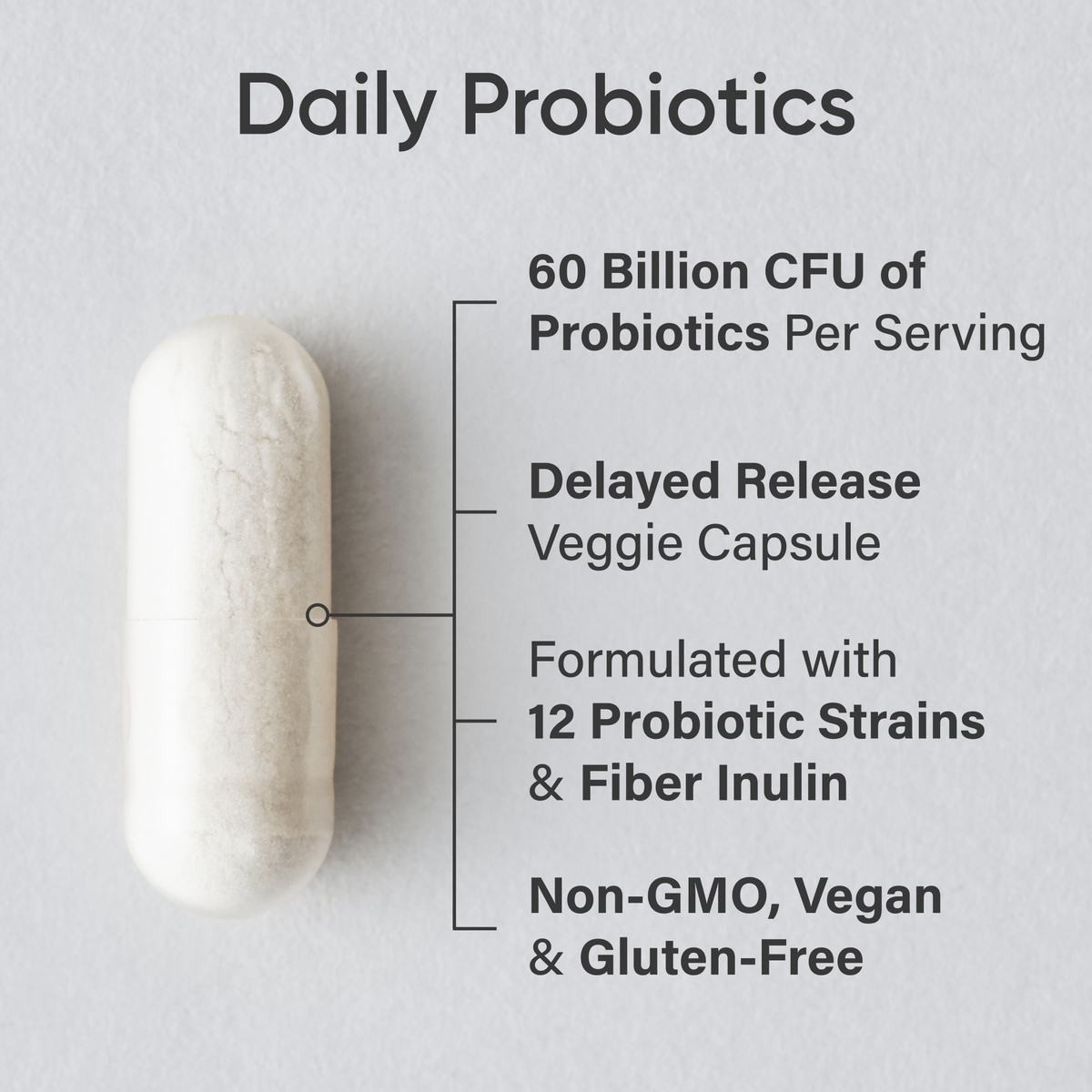 Daily Probiotics w/ Prebiotics 60 Billion CFU Vegan Gut & Digestive Health 30ct