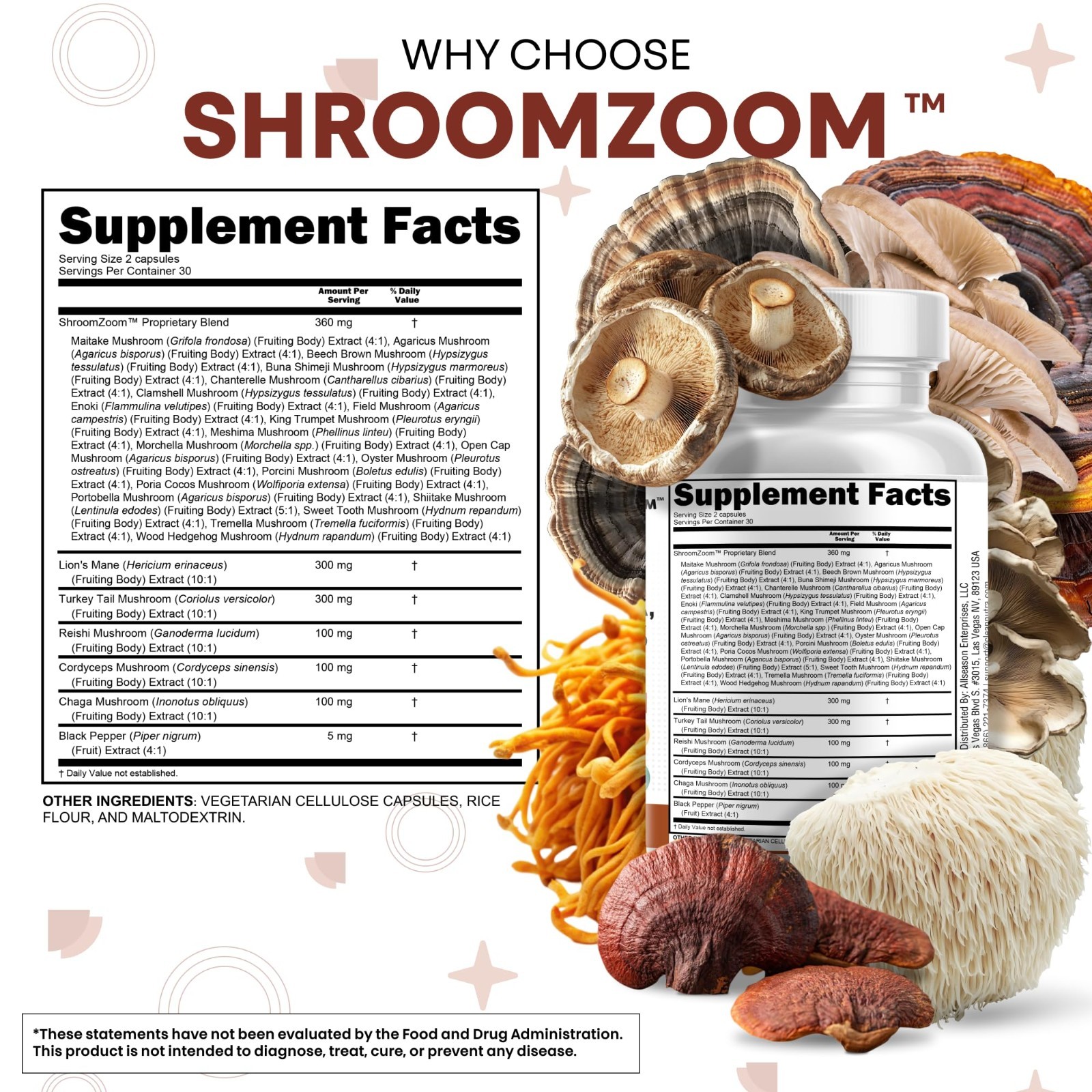20-in-1 Mushroom Supplement – Lion’s Mane, Turkey Tail, Reishi, Cordyceps & More