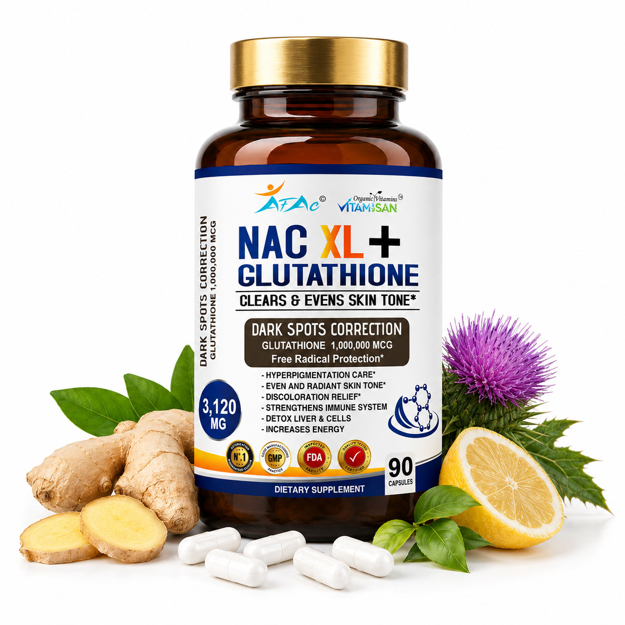 Glutathione Whitening Pills – Dark Spots & Acne Scar Support skin USA 100%