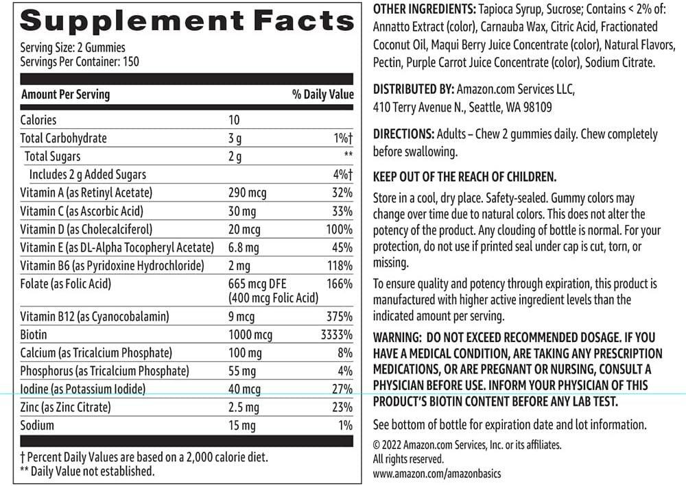 Amazon Basics Women’s Multivitamin, 300 Gummies (150 300 Count (Pack of 1)
