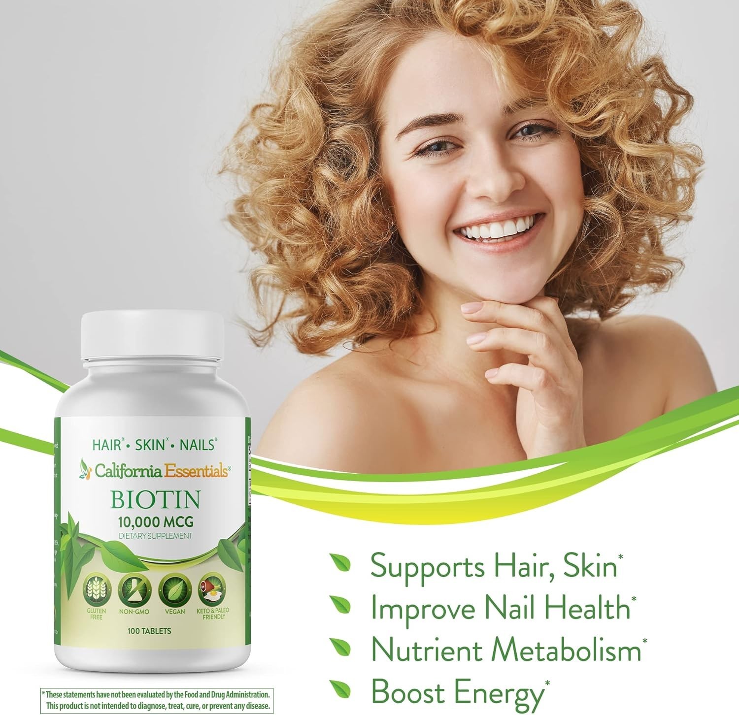 BIOTIN 10,000 and CALCIUM MAX STRENGTH- HAIR,SKIN,NAIL HEALTH -SEALED-FREE SHIP