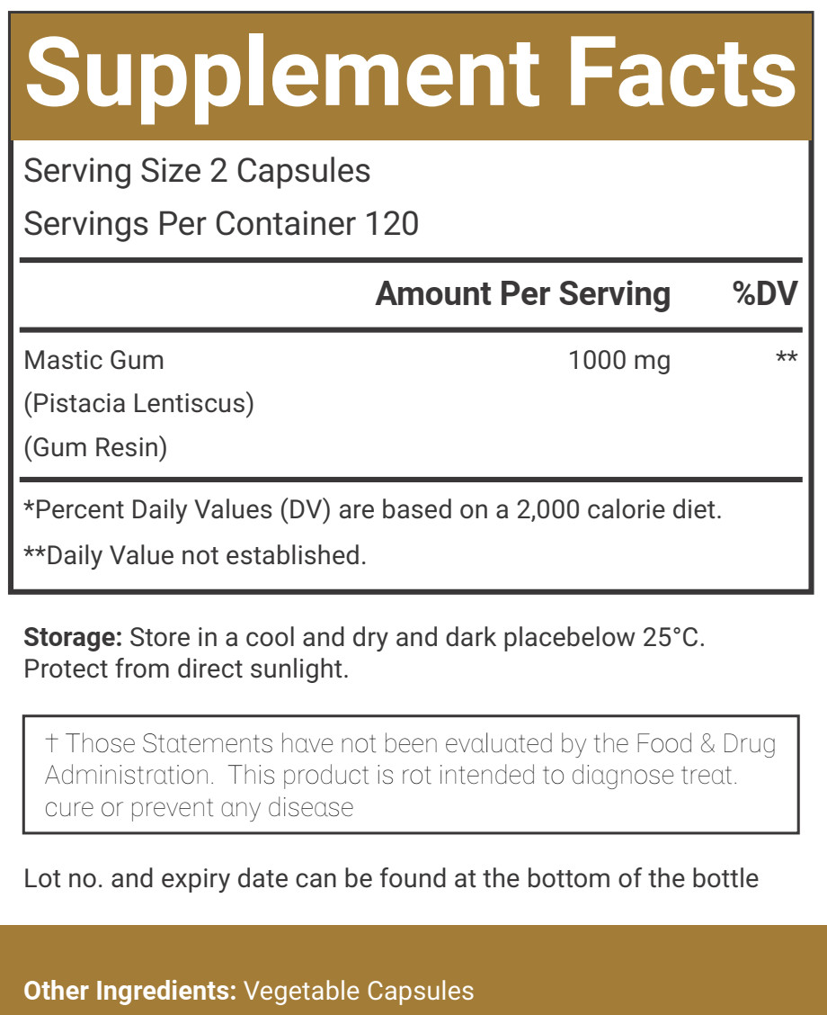 VitaCosmoX Mastic Gum 1000mg 240 Capsules | Non-GMO & Gluten Free