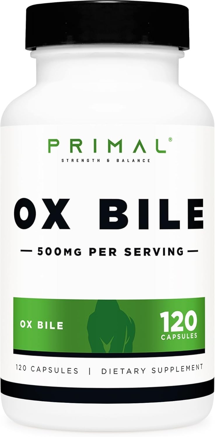 Ox Bile 120 Capsules, 500 MG per Serving – Gluten-Free, Non-GMO, Third-Party …