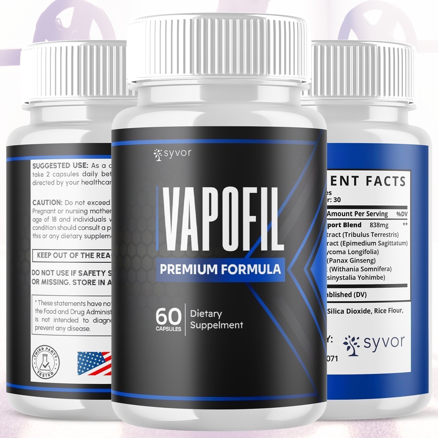 1-3 Pack Vapofil Advanced Male Pills Vapo Fil Formula Supplement 60 Capsules-US