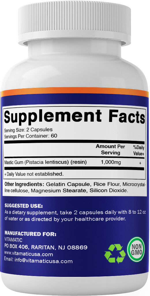 Vitamatic Mastic Gum 1000mg per Serving – Support Digestive Function, Gastrointe