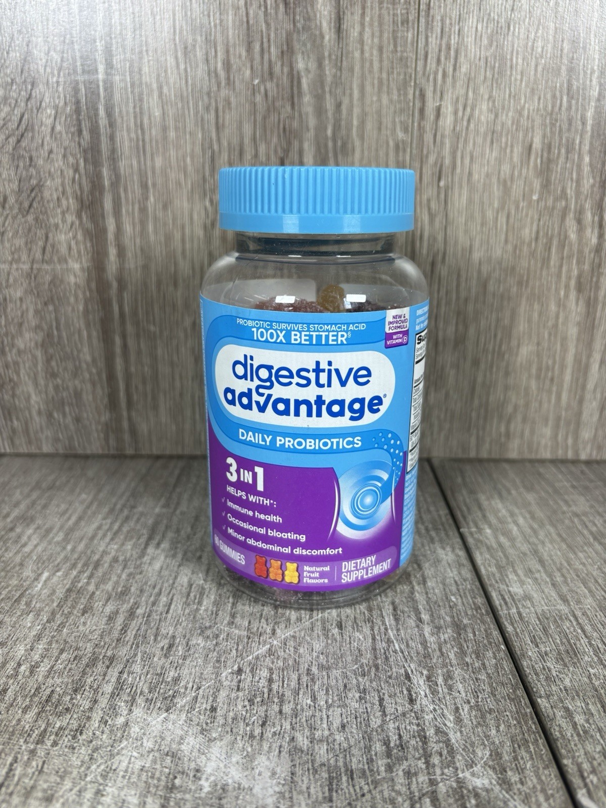 Digestive Advantage Daily Probiotics 3 in 1 60 Gummies | FAST SHIP |
