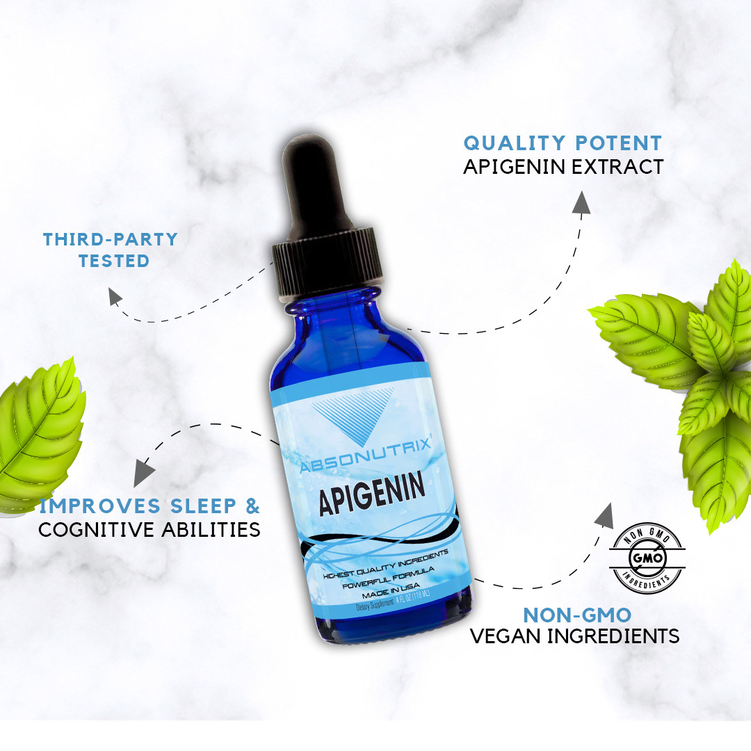 Absonutrix Apigenin 75 mg per Serving, 4 Fl Oz Bottle, 200 Potent Servings