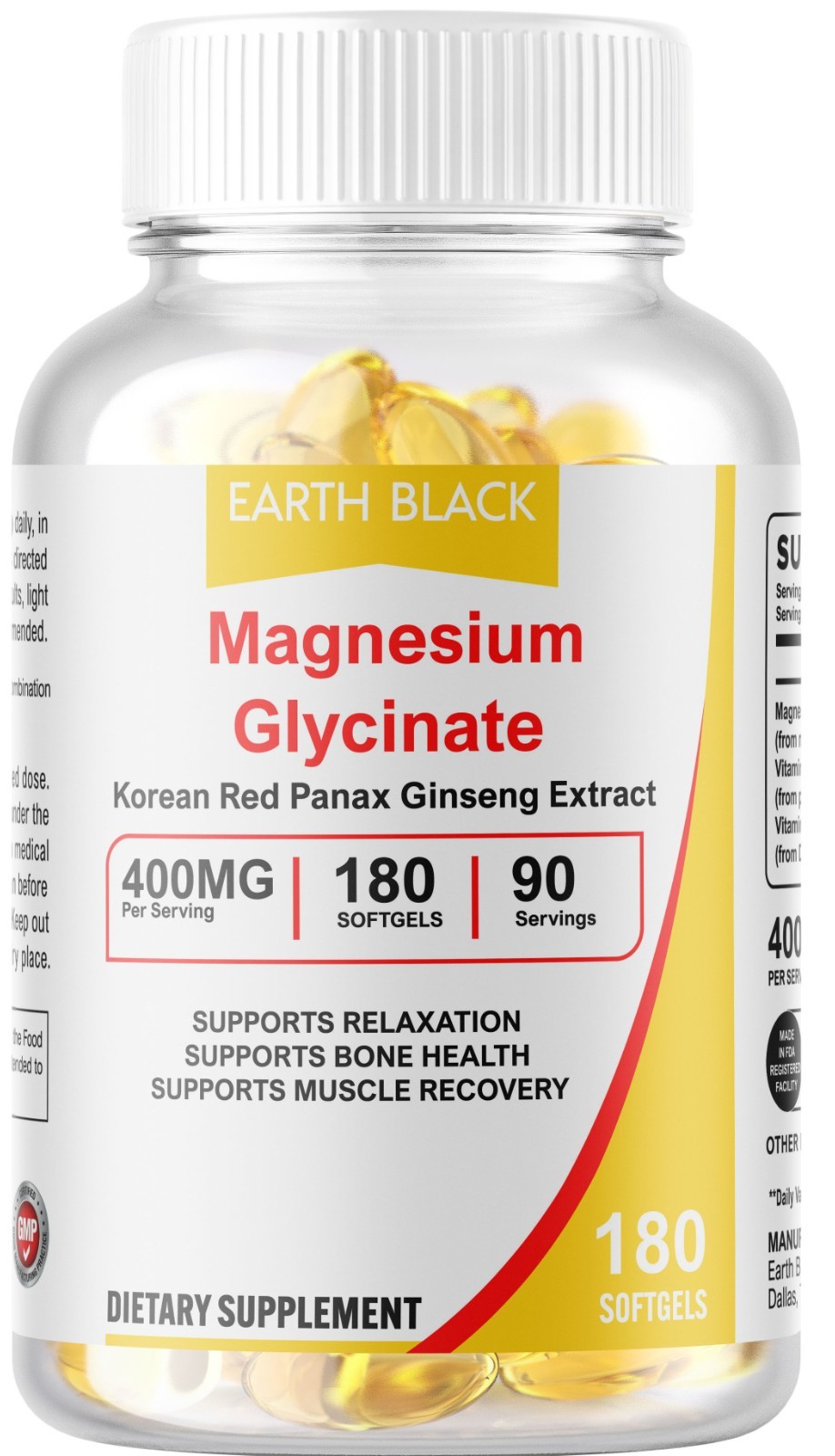 Magnesium Glycinate 400mg Sleep Stress Relief Bone Support 180 Softgels