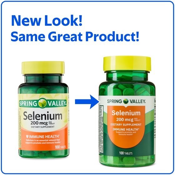 2 pack Spring Valley Selenium Immune Health Supplement Tablets, 200 mcg, 100 CT