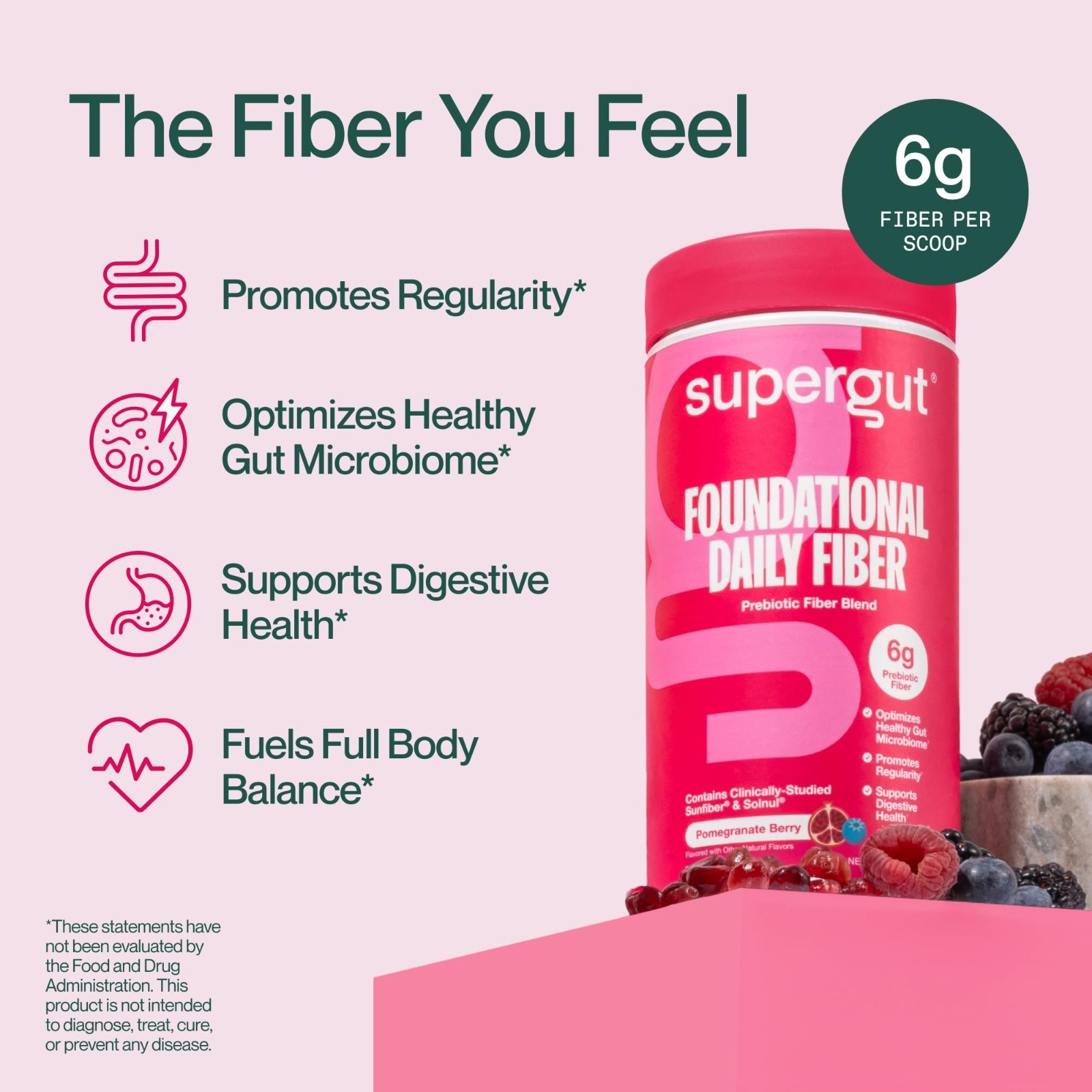 Daily Fiber Powder – Sugar Free Vegan Prebiotic Blend for Gut Health, 18 Serving