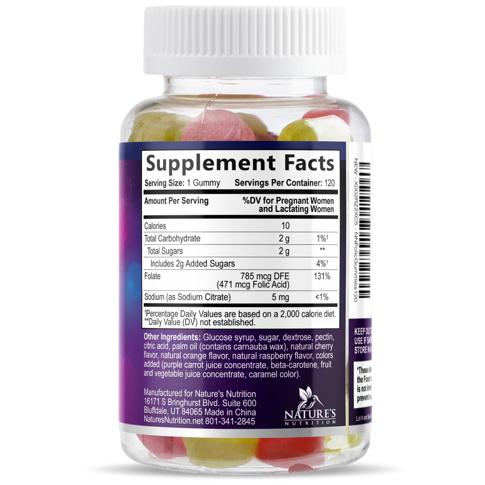 Folic Acid Gummies for Women – Folate 785 mcg Per Gummy 120 Count (Pack of 1)