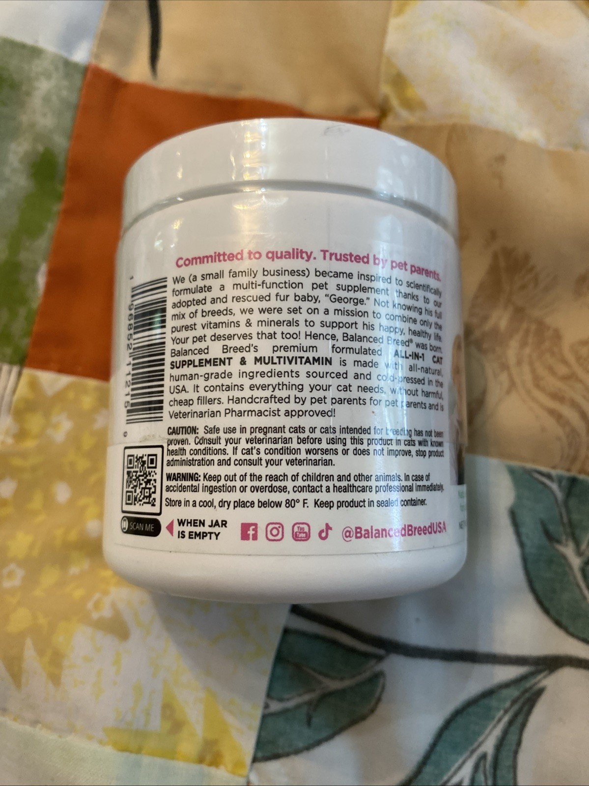 Balanced Breed All in One 1 Cat Multivitamin 60’s Immune Skin Coat BB 4/2025