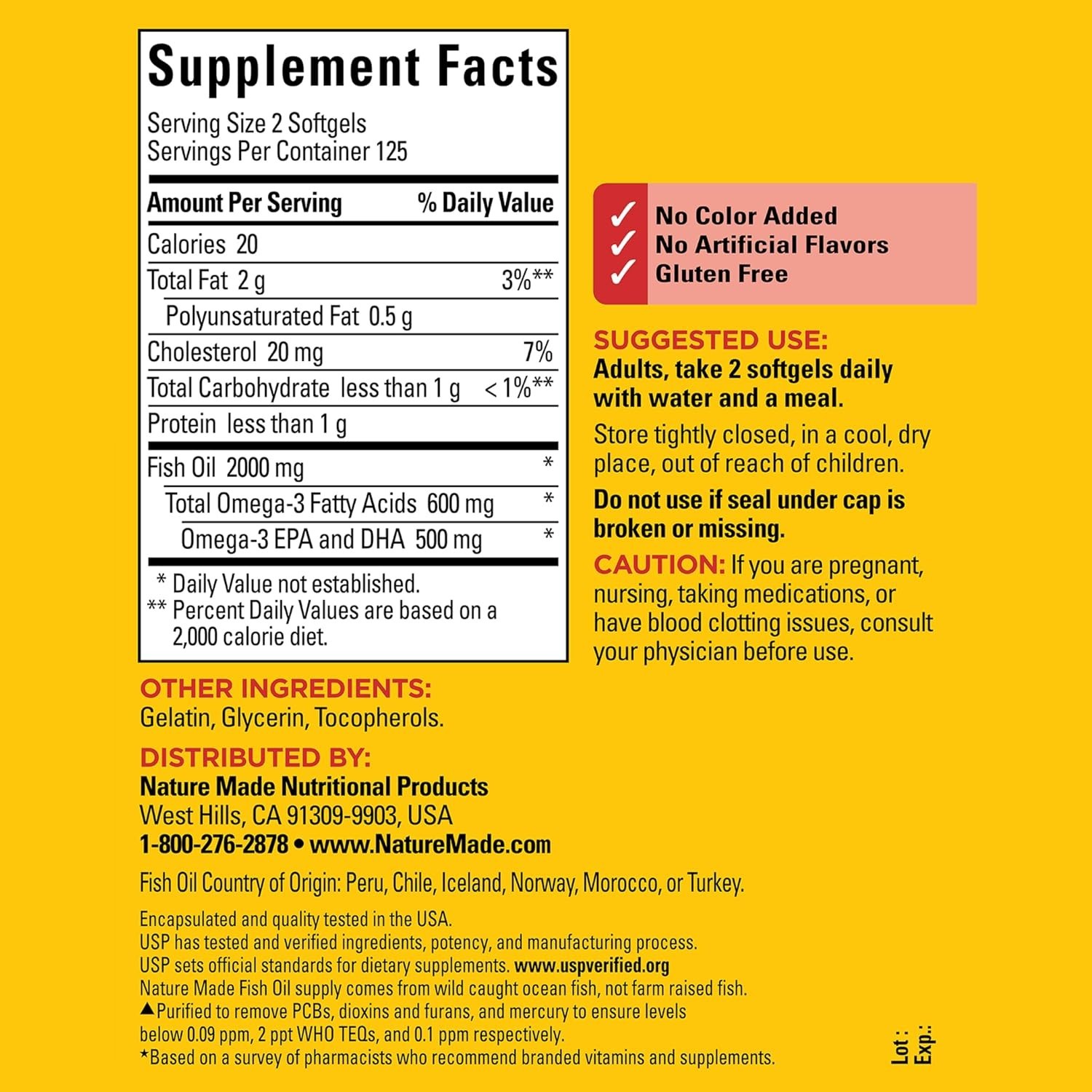 1000mg Omega 3 Fish Oil Supplements – 250 Softgels for Heart Health Support