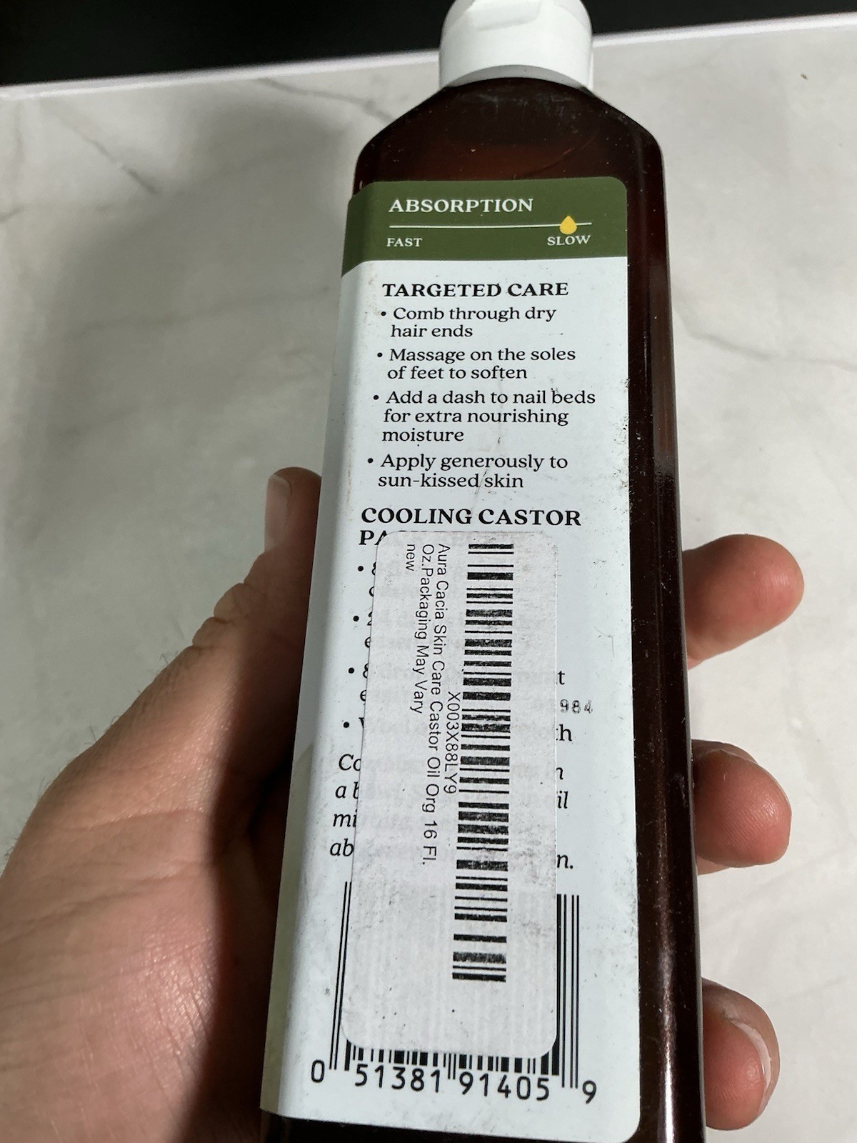 Aura Cacia Organic Castor Oil, 16 fl. oz., Skin Care, Hair Care, Massage, Moistu
