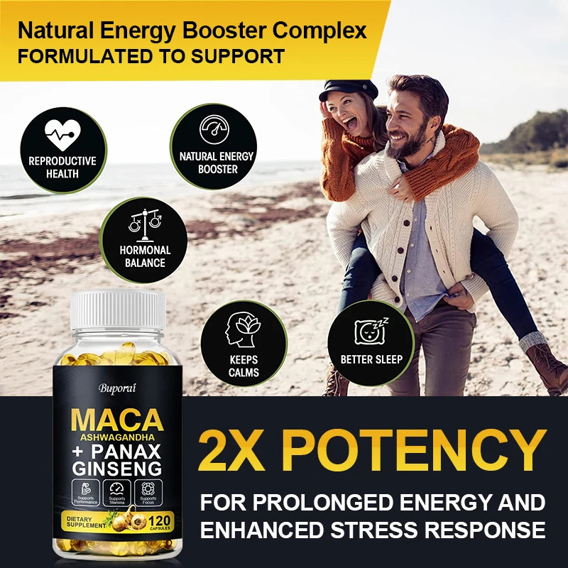 Maca Root 120pcs, Endurance,Stamina and Men Performance, Improved Mood and Focus