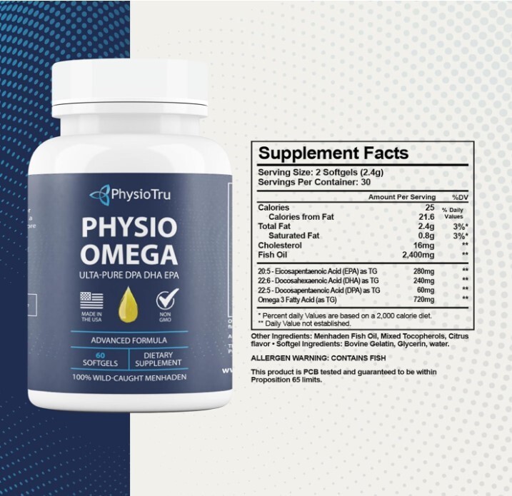 PhysioTru Physio Omega – Omega 3 – Sustainably Sourced – with DPA, EPA, DHA 60ct