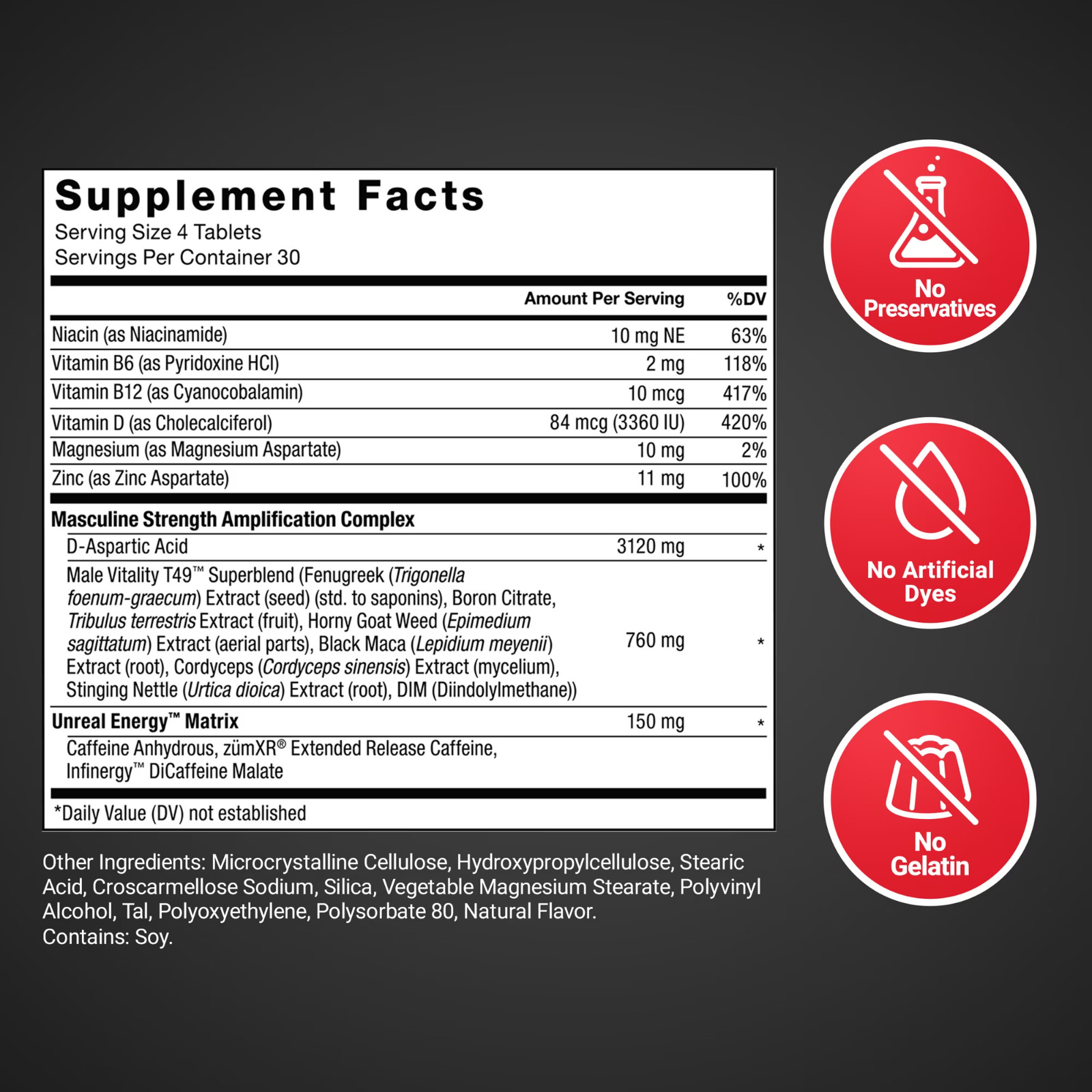 Force Factor Test X180 Boost Testosterone Booster Men 120 Tablets Boron