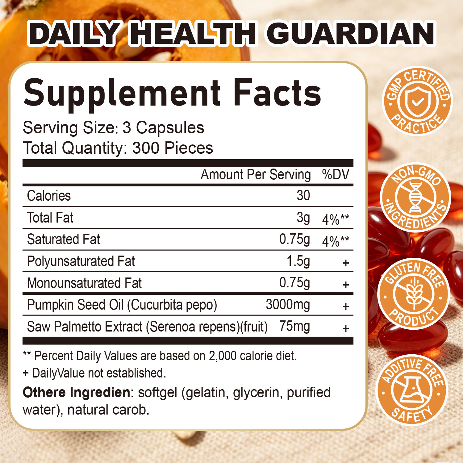 1/2/3 Bottle Pumpkin Seed Oil 3000mg Saw Palmetto 300 Capsules