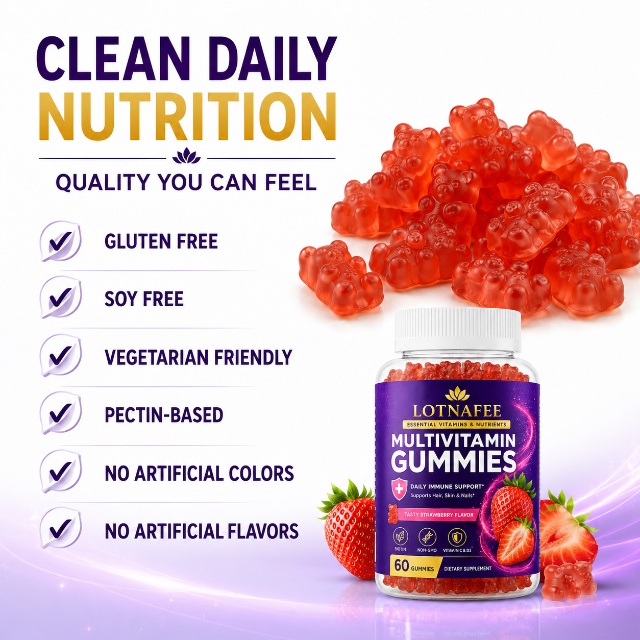Lotnafee High-Potency Adult Multivitamin – Natural Whole-Food Source, Daily Gumm