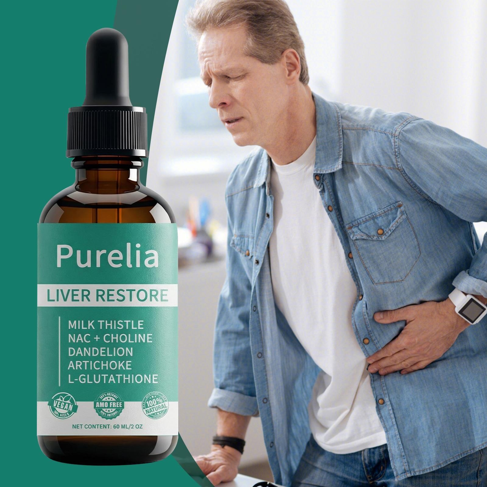 Purelia Liver Restore, Complete Liver Support Supplement formulated with Milk Th