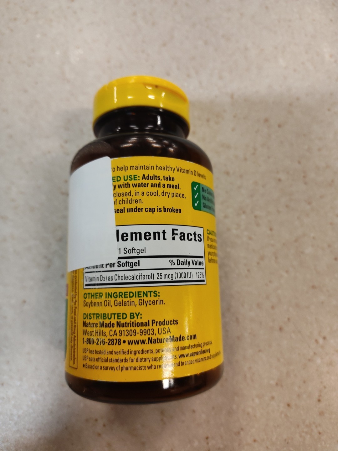 Nature Made Vitamin D3 1000 IU 25mcg Liquid Softgels – 300 Count