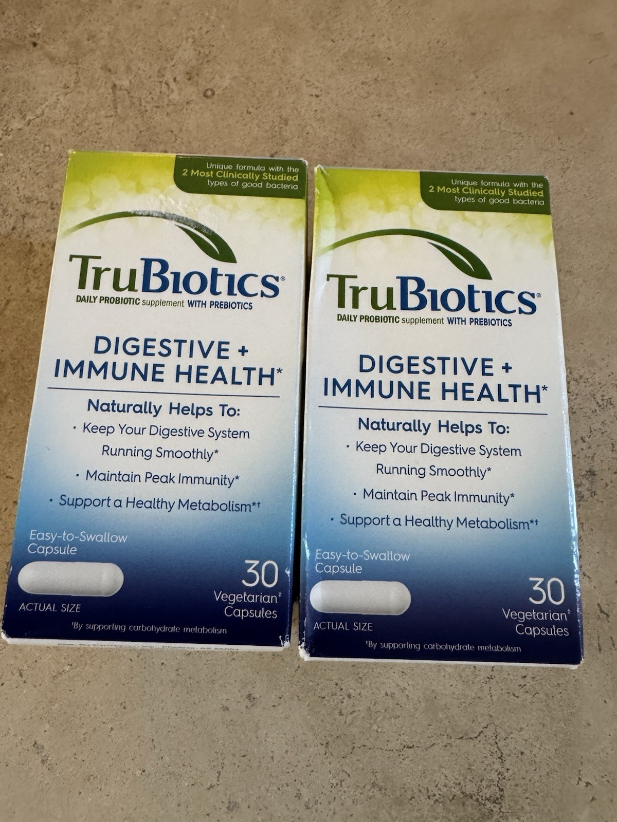 2 TruBiotics DIGESTIVE IMMUNE HEALTH Daily Probiotic 30 Capsules Each 7/26 NIB