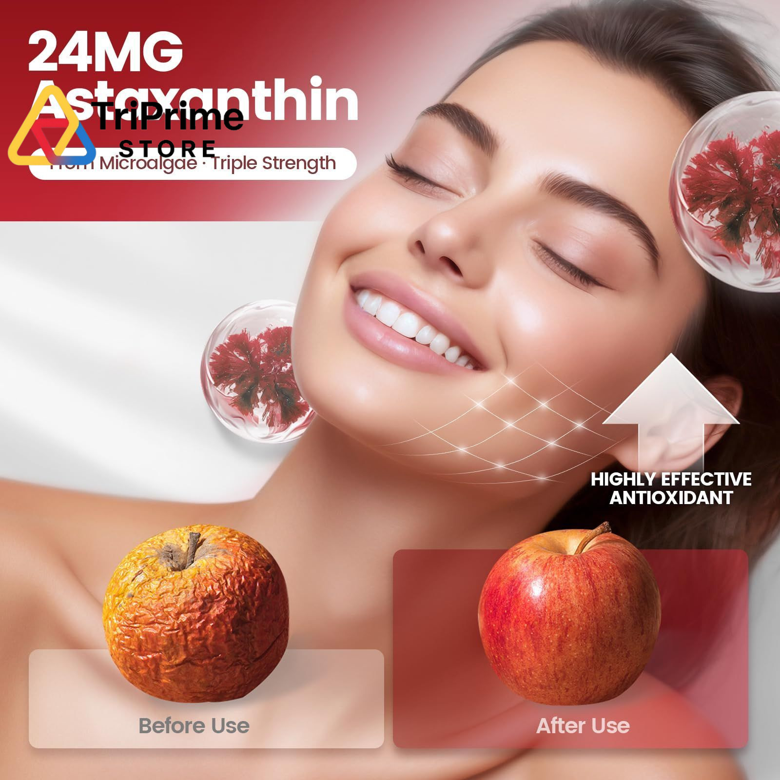 10 in 1 Astaxanthin 1 Count (Pack of 1), 24mg | 1 Bag | 240 Softgels
