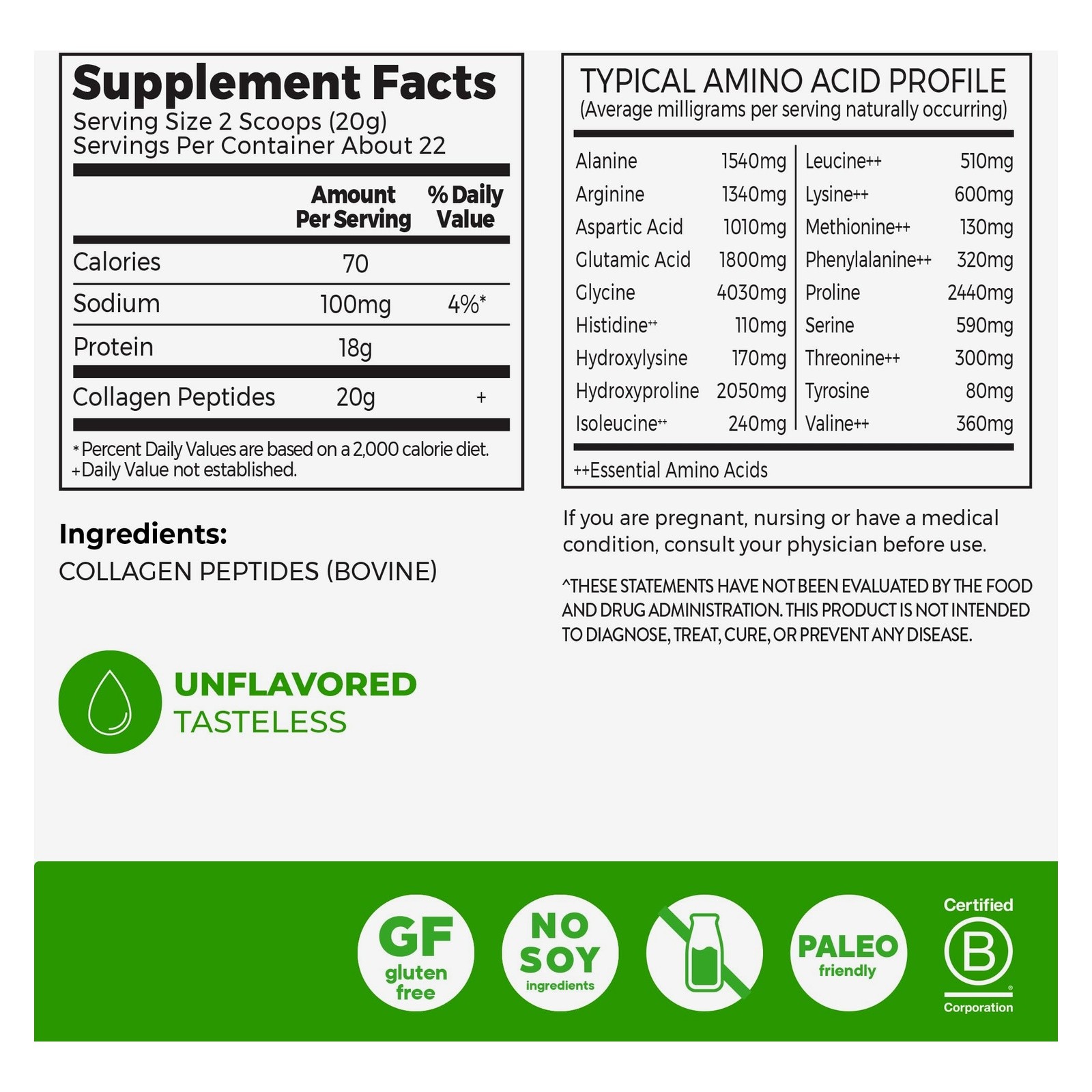 Orgain Hydrolyzed Collagen Peptides Powder 1lb Unflavored