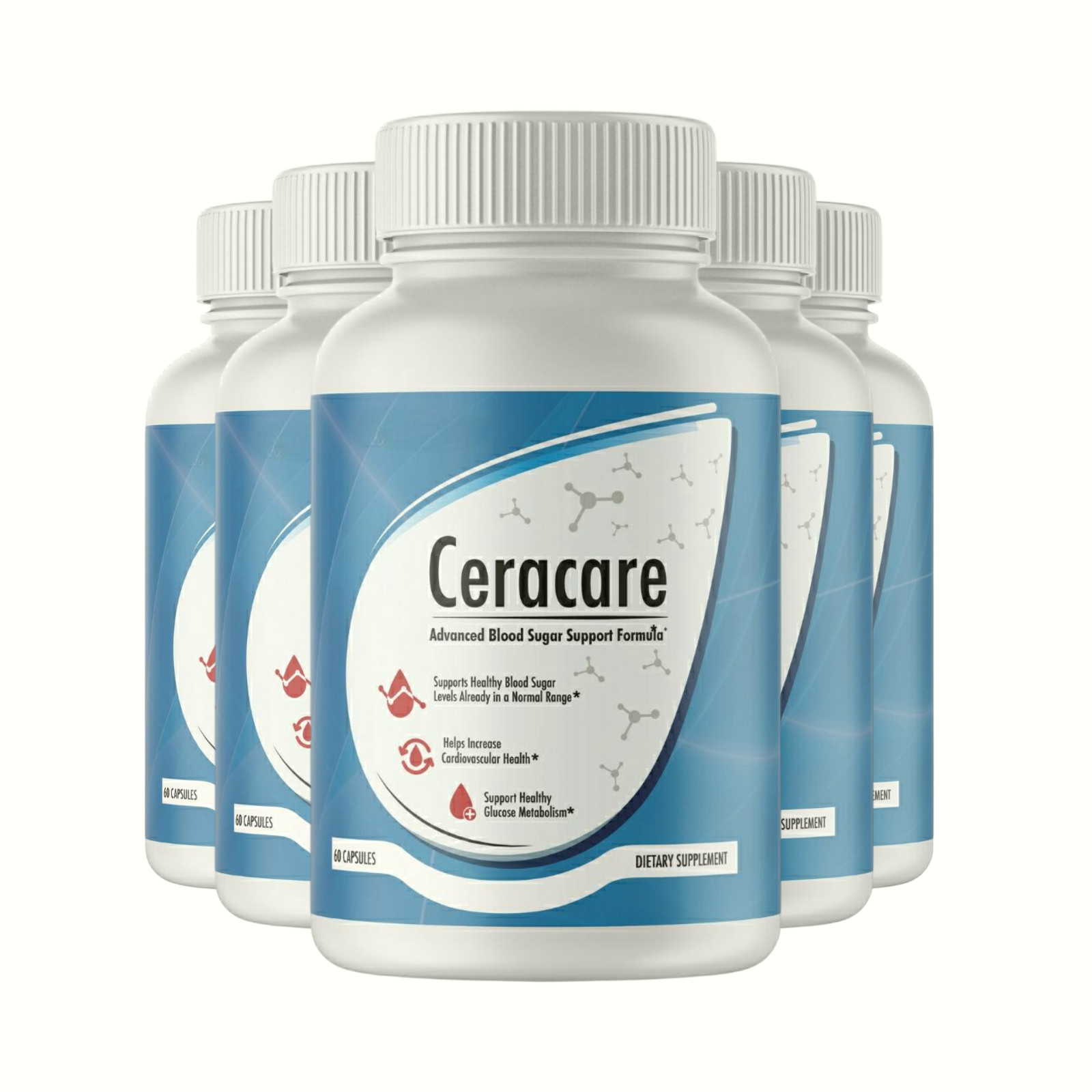 5-Pack Ceracare Blood Support for Energy and Weight Management – 300 Capsules
